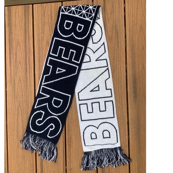 Chicago Bears Scarf Knit Football Fan Black White Geometric - Picture 1 of 5